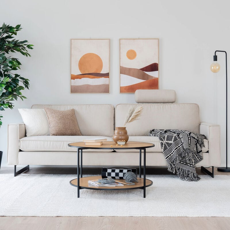 Macho 3,5-istuttava sohva Hiekka Soro 21, mustat jalat